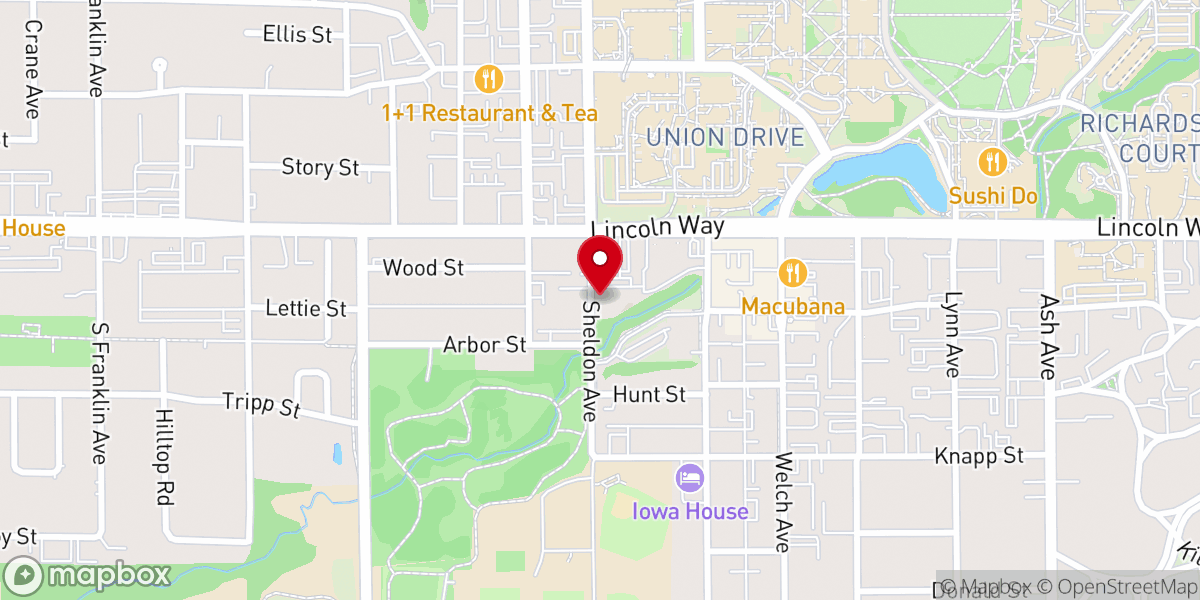 Map showing location of The Annex of Collegiate United Methodist Church and Wesley Foundation