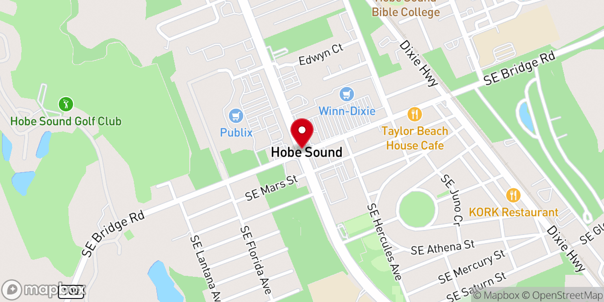Map showing location of Apostolic Grace Assembly of Hobe Sound Inc