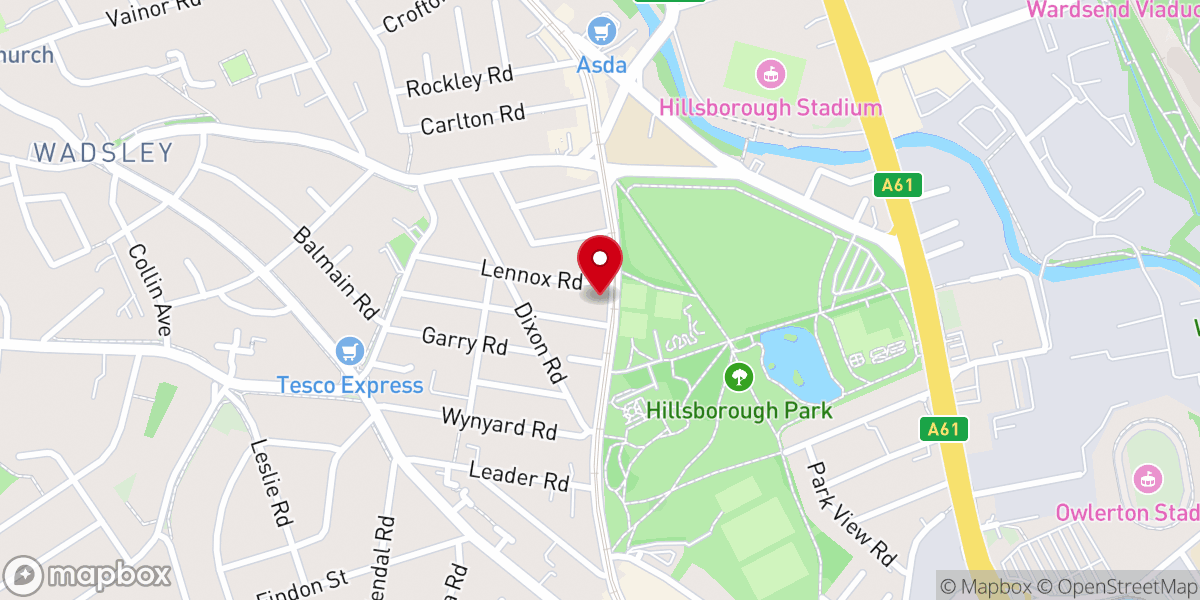 Map showing location of Hillsborough Trinity Methodist Church