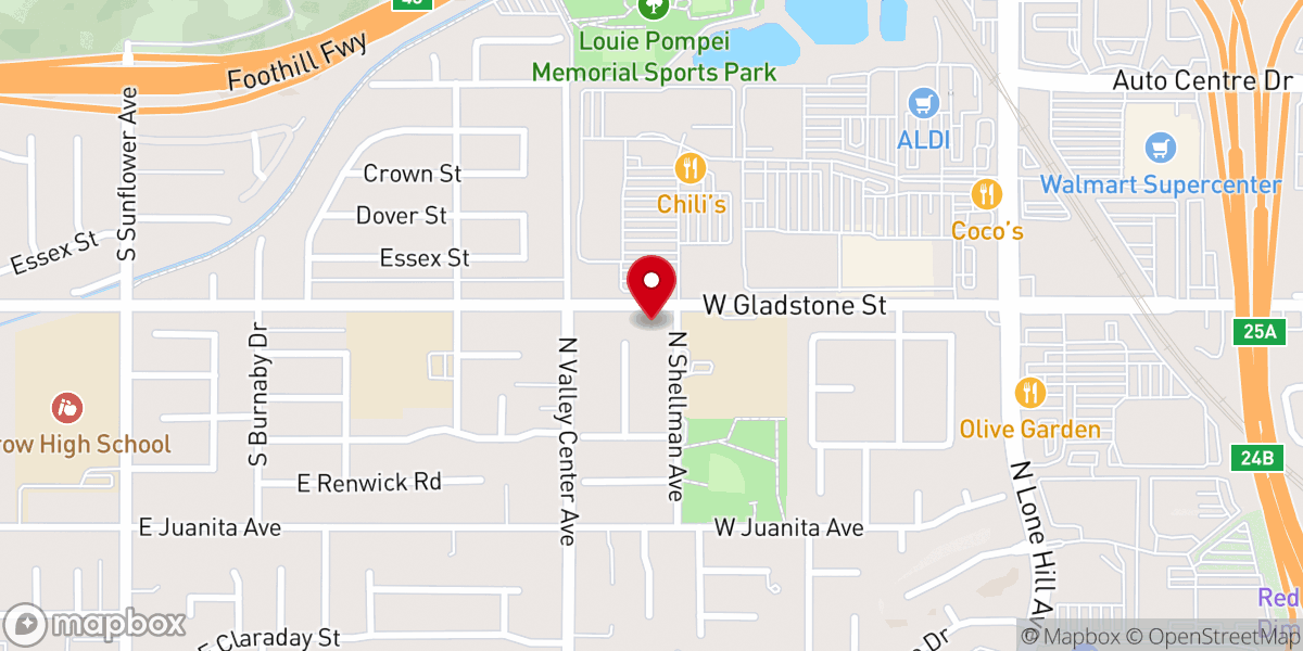 Map showing location of Valley Christian Center Church
