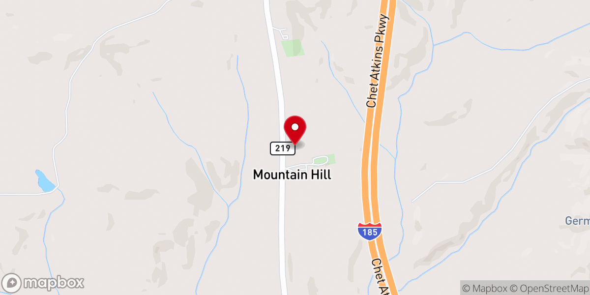 Map showing location of Mountain Hill Baptist Church