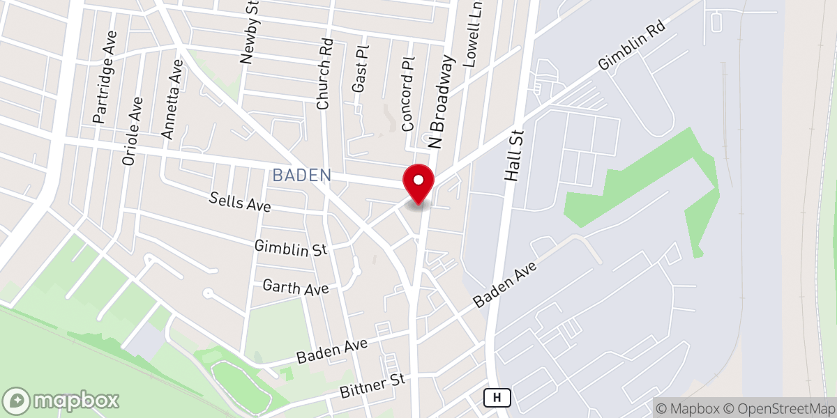 Map showing location of Church of God at Baden