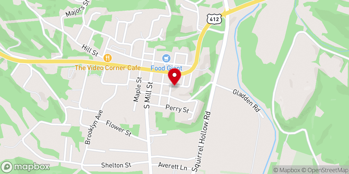 Map showing location of Horner Church