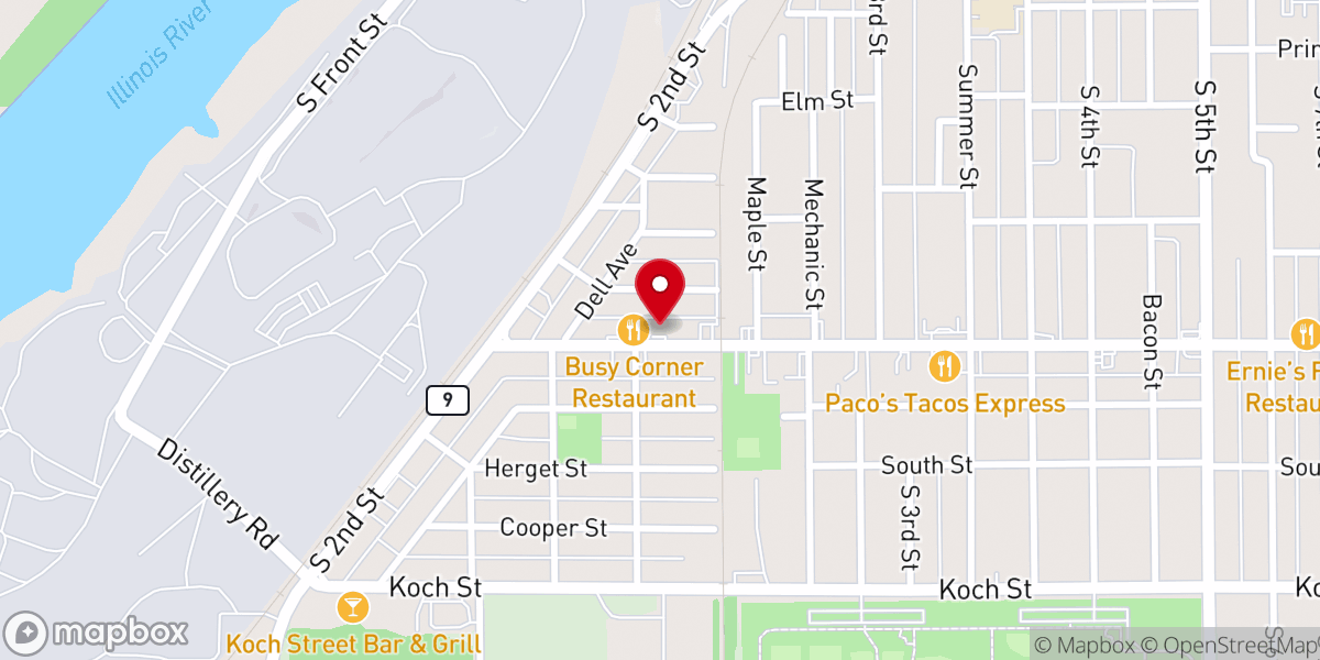 Map showing location of Harold J. Rust Transitional Center - Pekin Salvation Army
