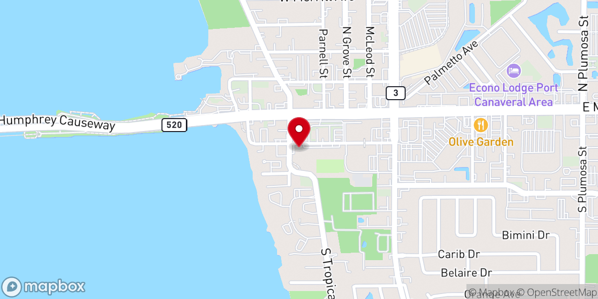 Map showing location of Food Pantry Merritt Island Baptist Church