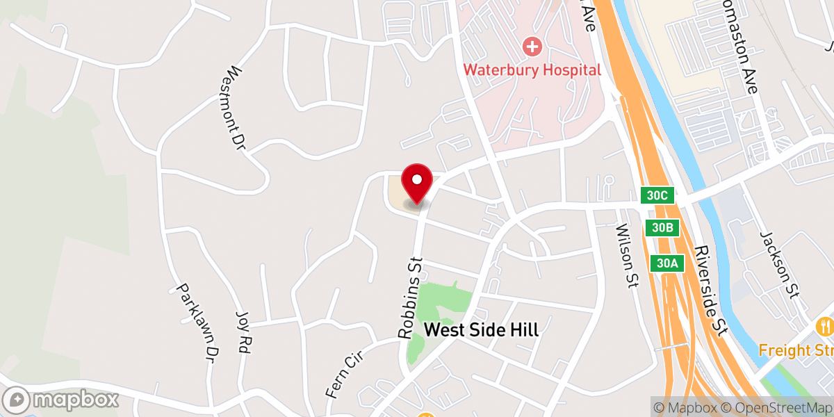 Map showing location of Blessed Sacrament Church