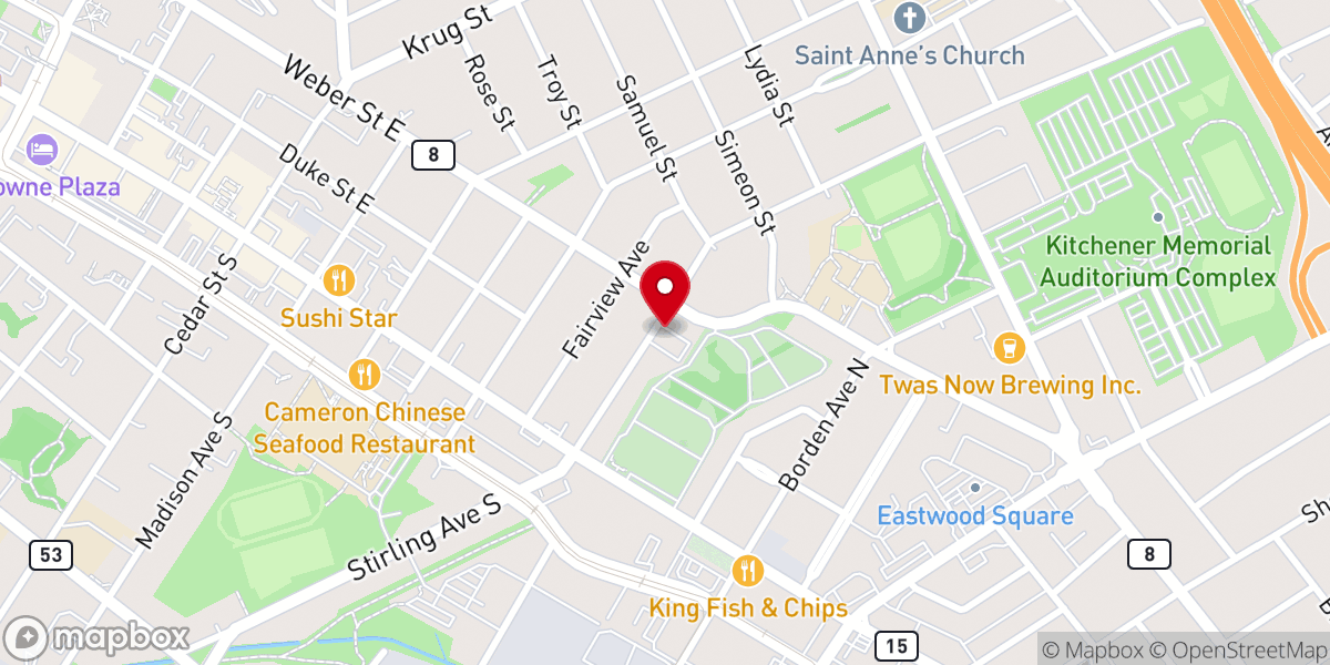 Map showing location of Stirling Ave Mennonite Church