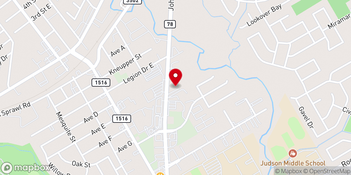 Map showing location of Converse First Baptist Church