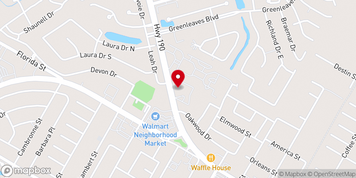 Map showing location of First Baptist Church of Mandeville