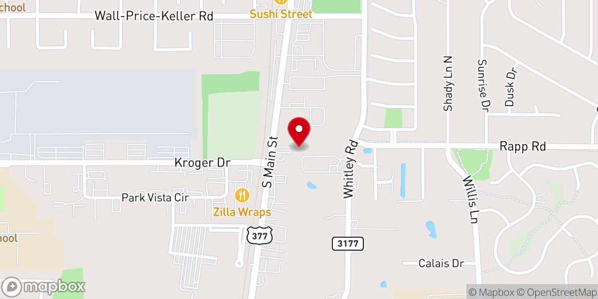 Map showing location of Twin Oaks Baptist Church
