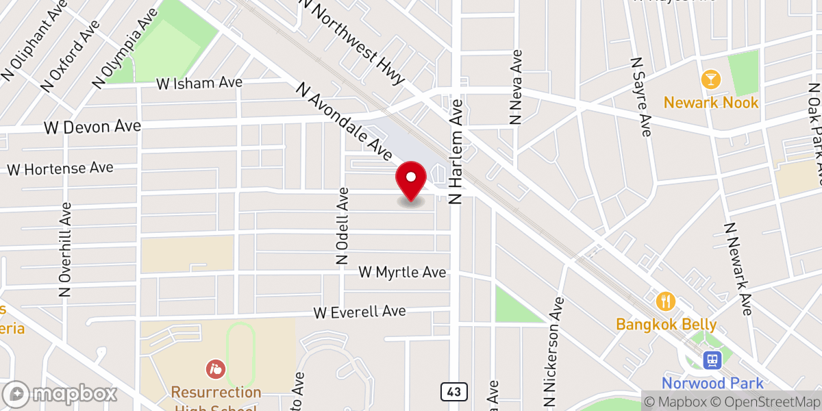 Map showing location of Chicago Yemsrach Evangelical Church