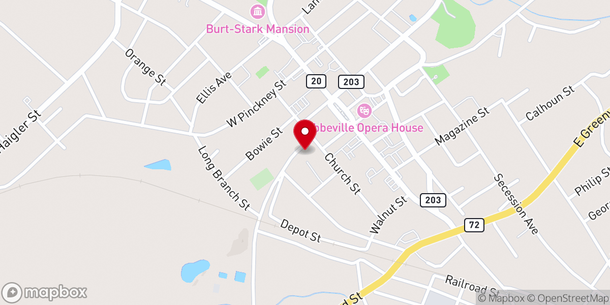 Map showing location of Abbeville-Mt. Carmel ARP Church