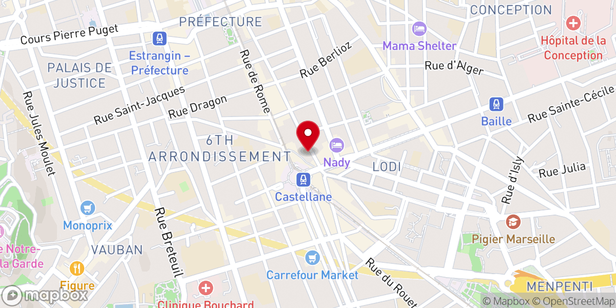 Map showing location of Eglise Évangélique Baptiste de Marseille