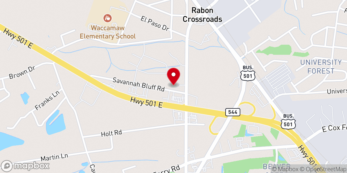 Map showing location of Savannah Bluff Church