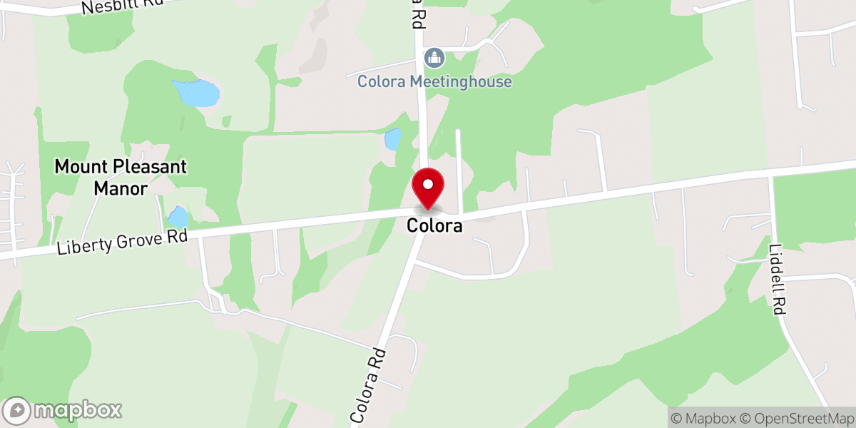 Map showing location of Colora