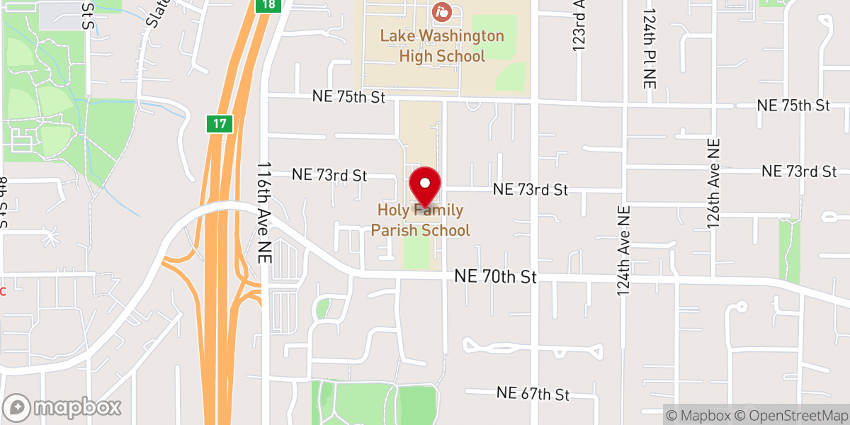 Map showing location of Holy Family Catholic Church