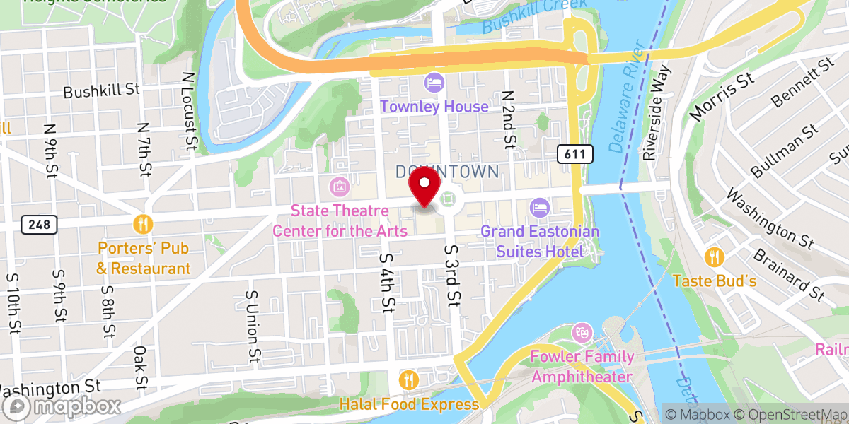 Map showing location of Crayola Experience