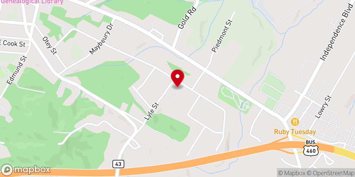 Map showing location of Trinity Baptist Church