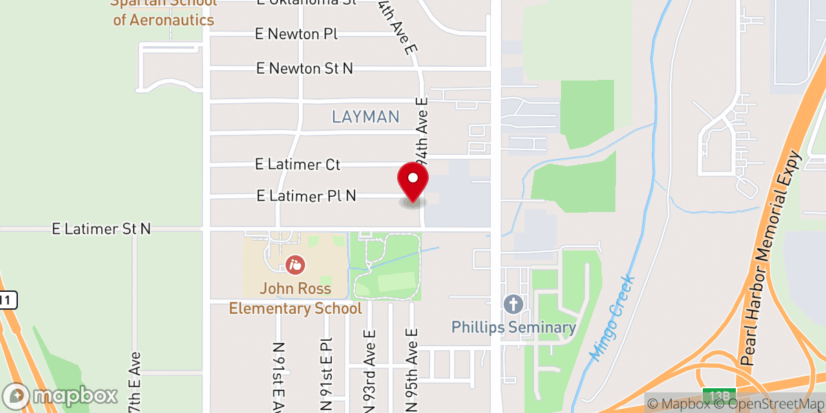 Map showing location of Tulsa Spoken Word Tabernacle Church