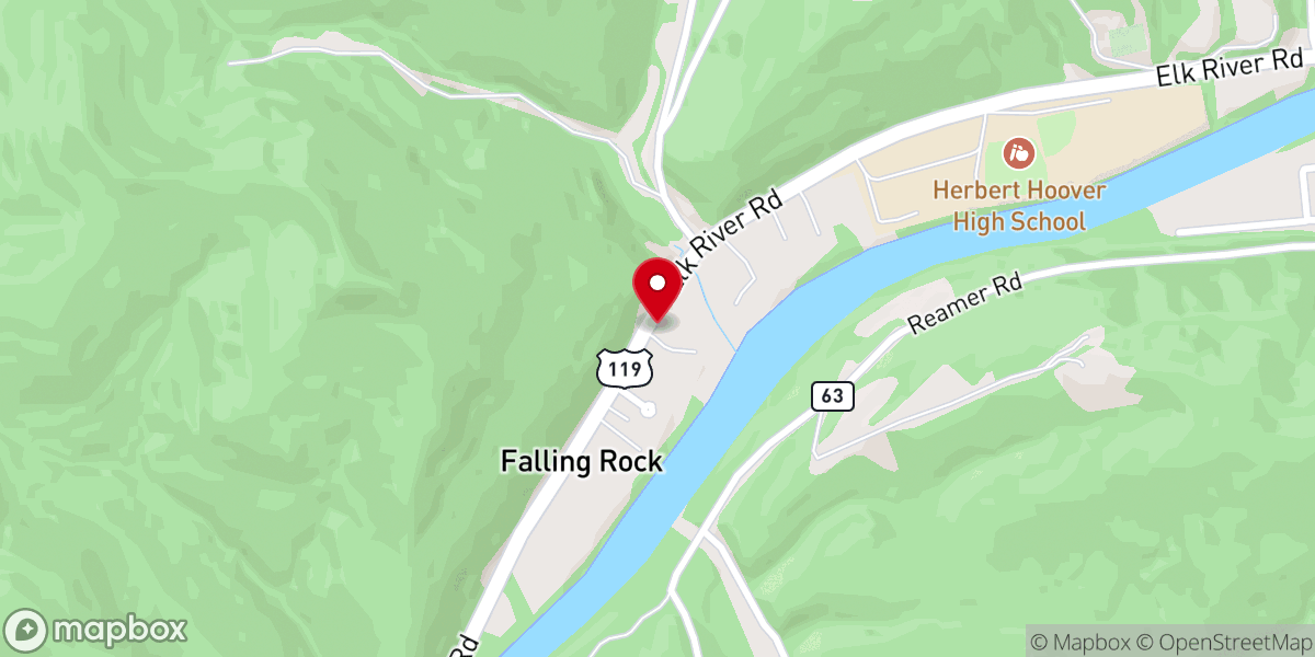 Map showing location of Falling Rock Gospel Tabernacle