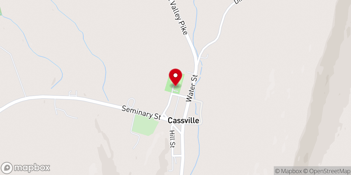 Map showing location of Cassville Community Building