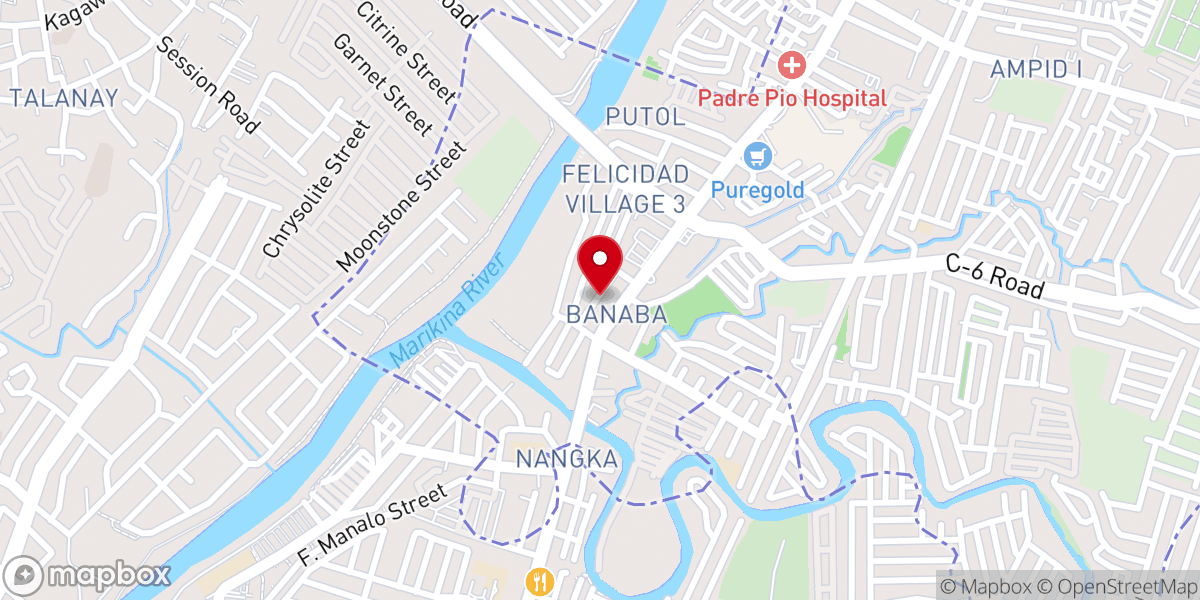 Map showing location of San Mateo Baptist Church
