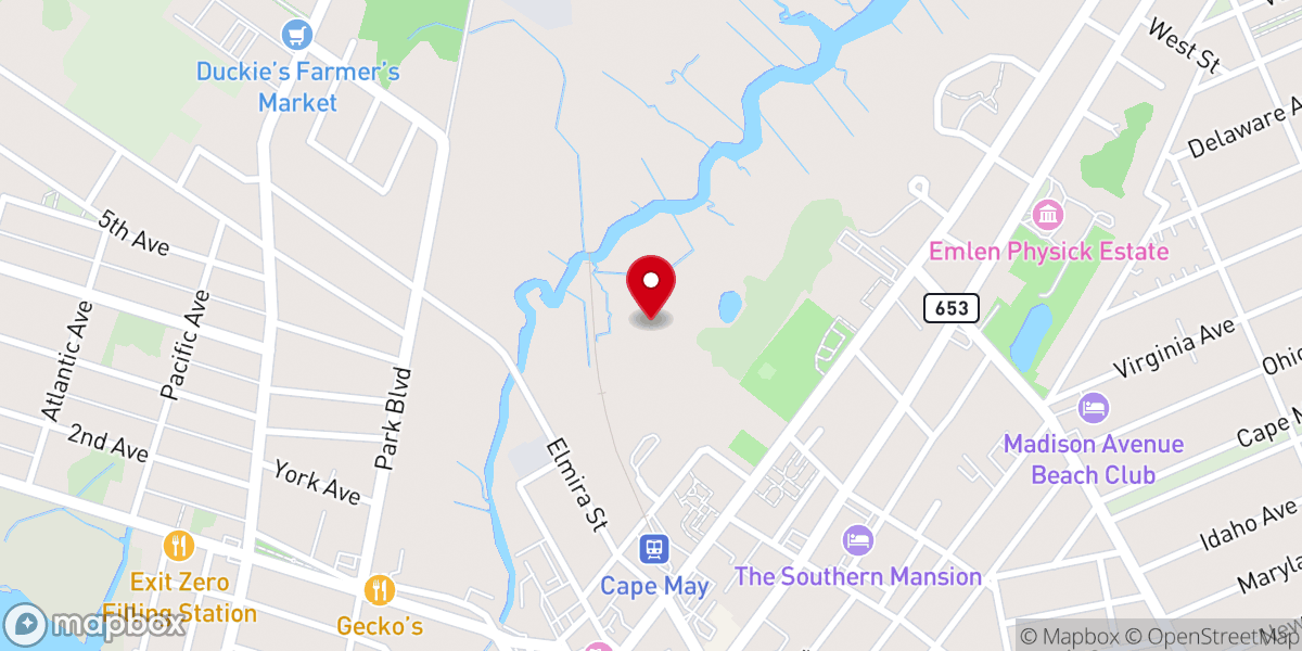 Map showing location of Glorious Cape May, NJ renovated Historical Church