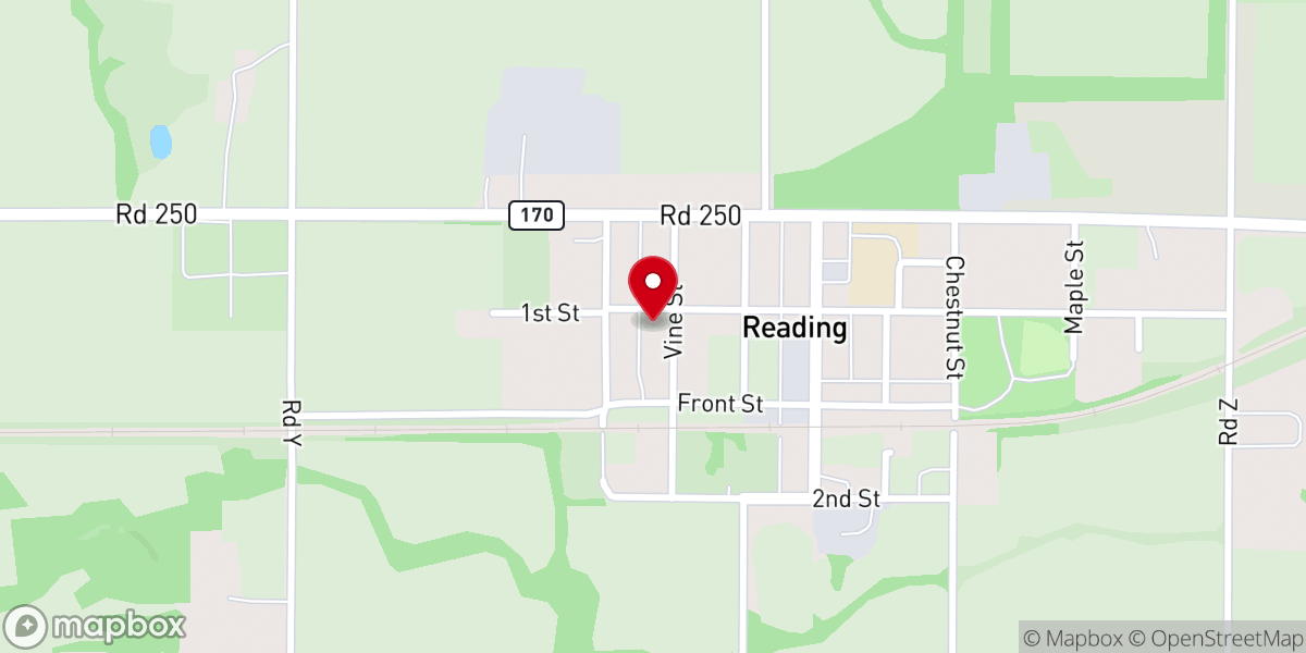 Map showing location of Reading First Baptist Church