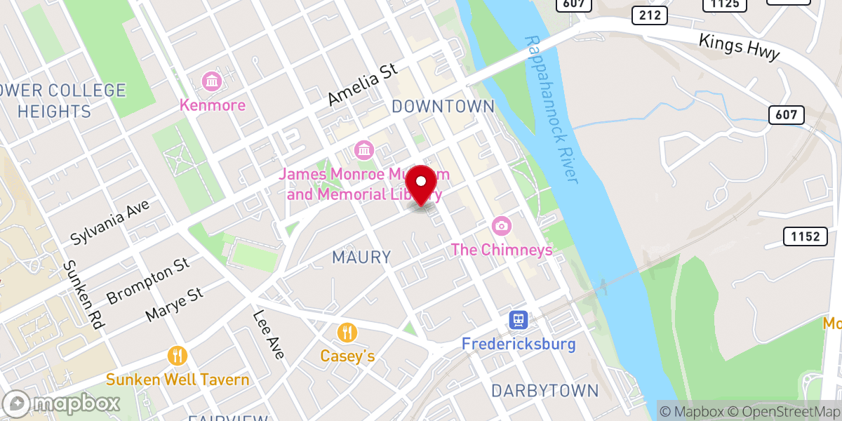 Map showing location of Fredericksburg United Methodist Church - Food Distribution Center