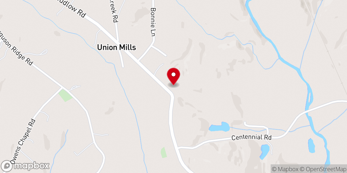 Map showing location of Union Mills Presbyterian Church