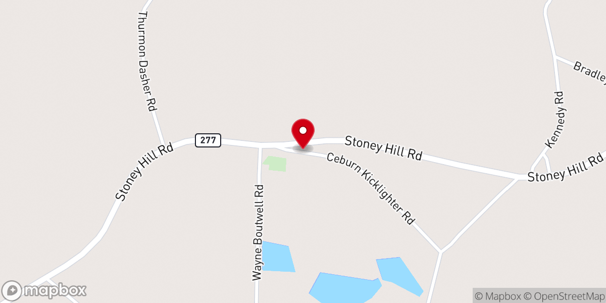 Map showing location of Stony Hill Church