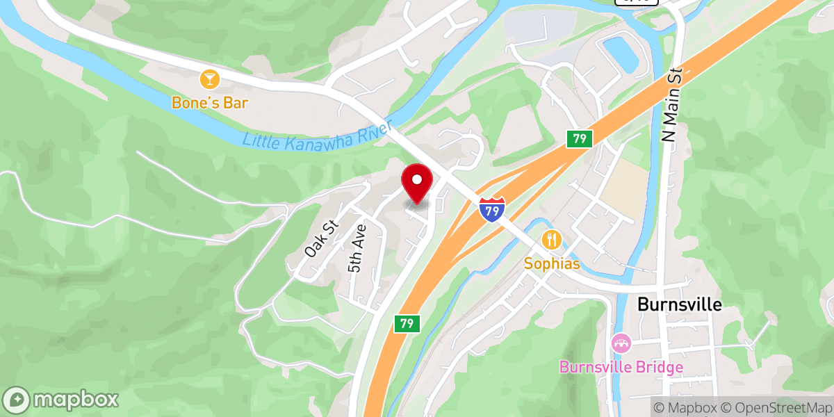 Map showing location of Burnsville Church of God