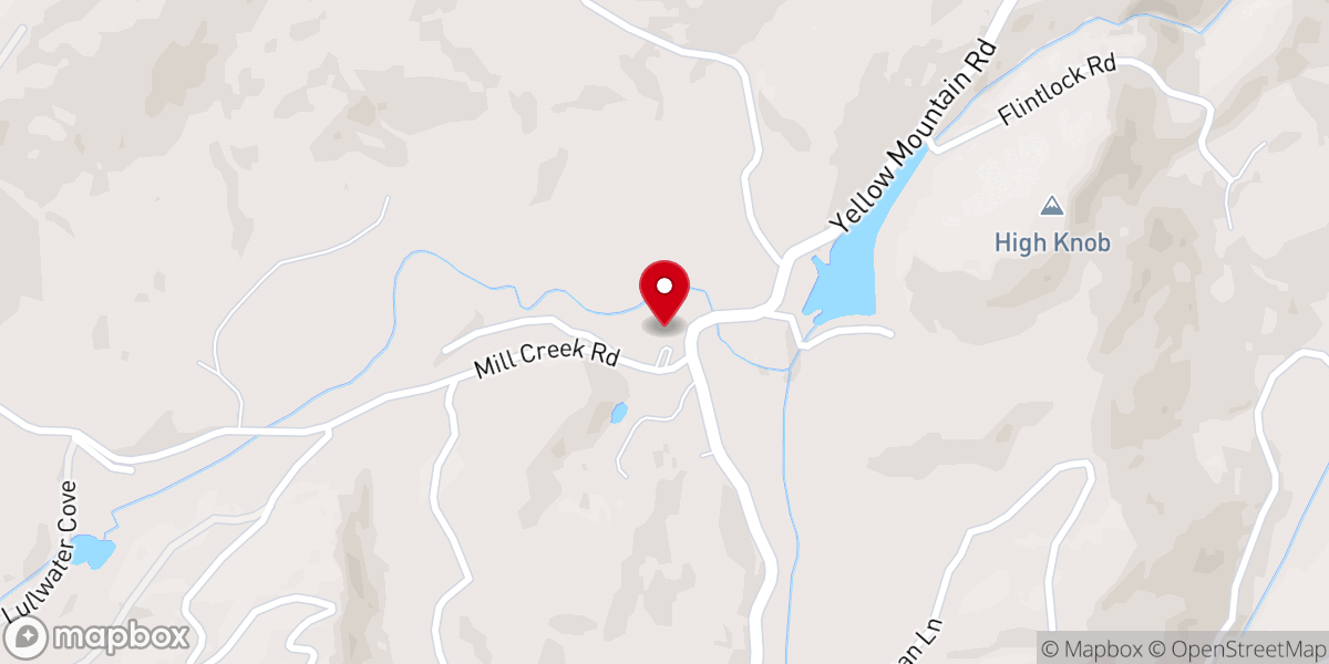Map showing location of Yellow Mountain Baptist Church