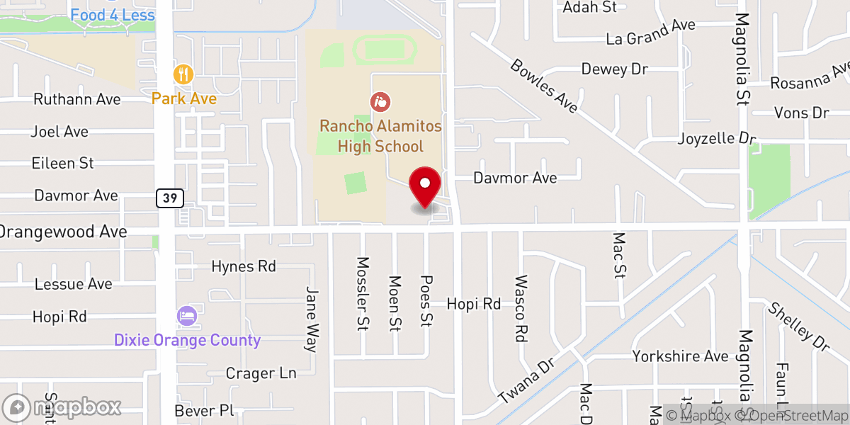 Map showing location of Orangewood Avenue Baptist Church