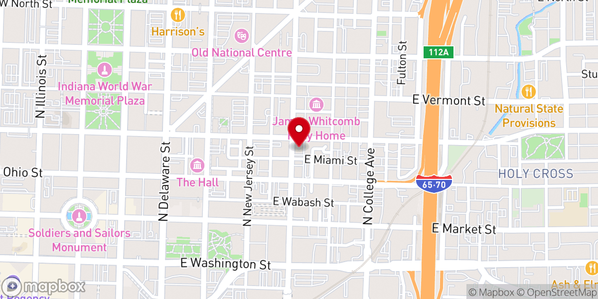 Map showing location of Lockerbie Square United Methodist Church