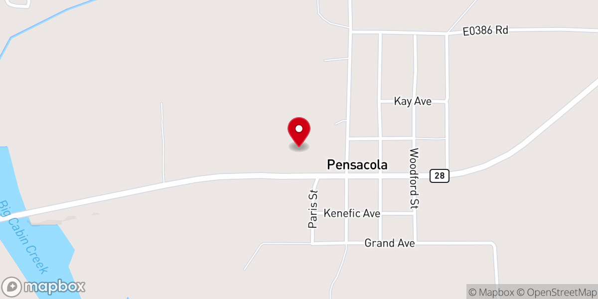 Map showing location of Pensacola Baptist Church