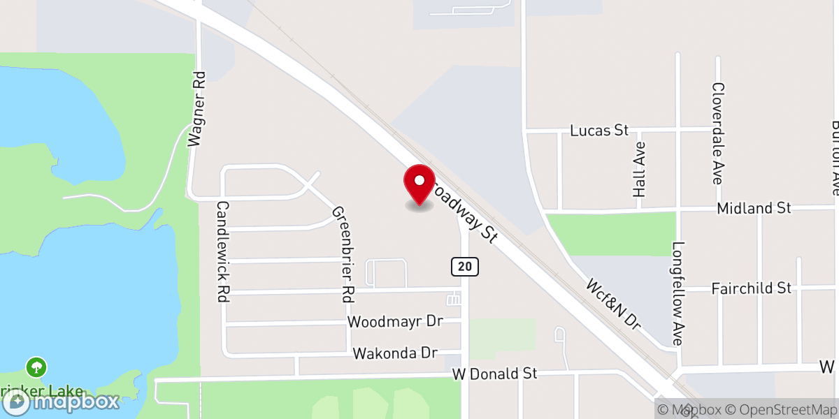 Map showing location of River's Edge Christian Church