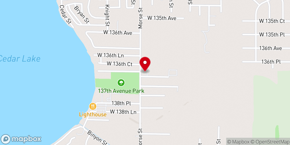 Map showing location of Cedar Lake United Methodist Church