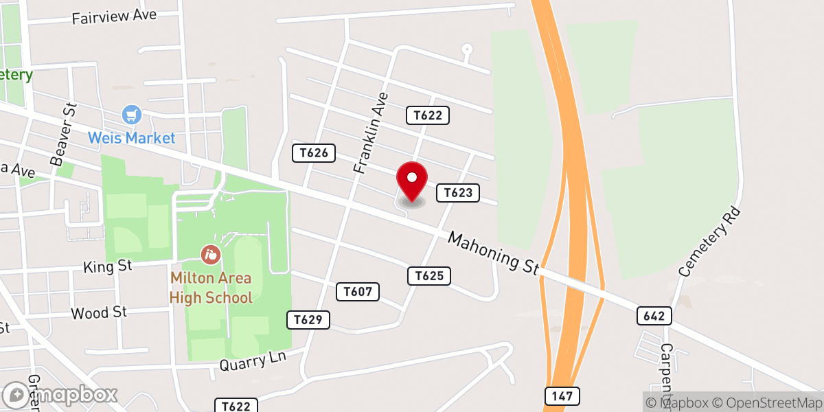 Map showing location of Milton Lutheran Church