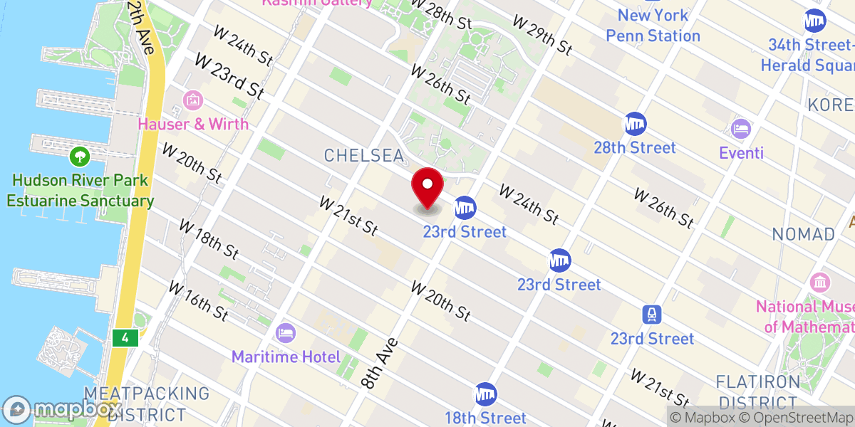 Map showing location of Neighborhood Church of Greenwich Village