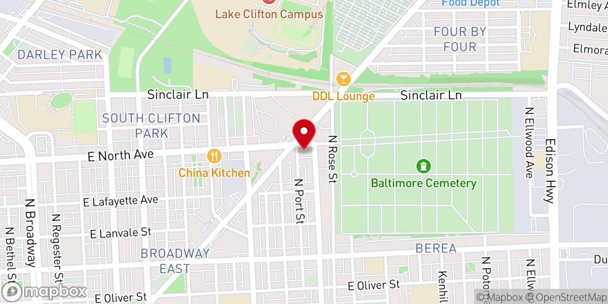 Map showing location of New Life Evangelical Baptist Church