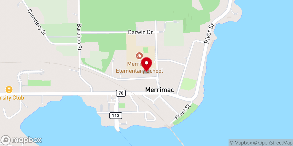 Map showing location of Merrimac United Methodist Church