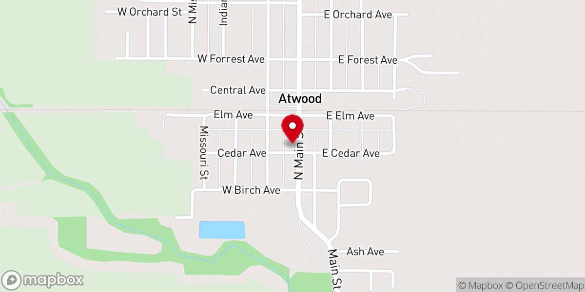 Map showing location of Atwood Christian Church