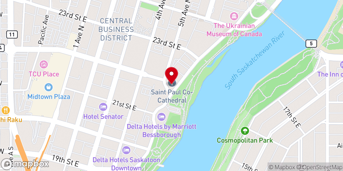 Map showing location of St. Paul Co-Cathedral
