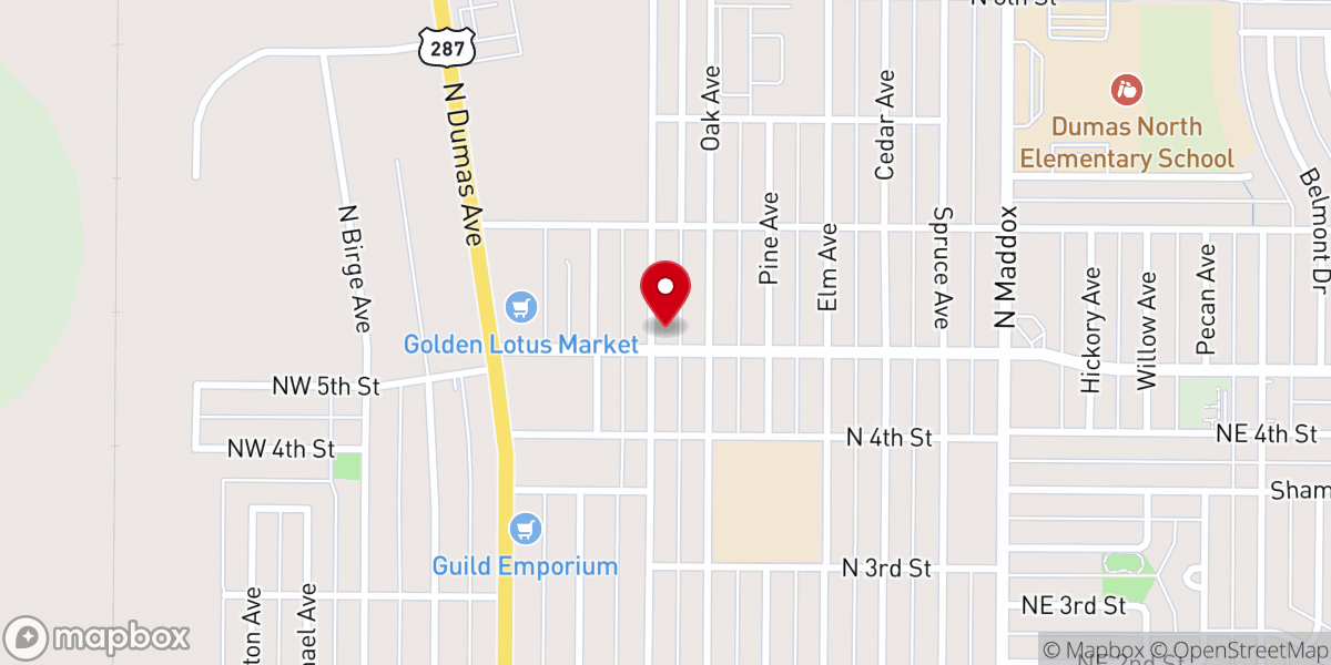 Map showing location of New Hope Worship Center
