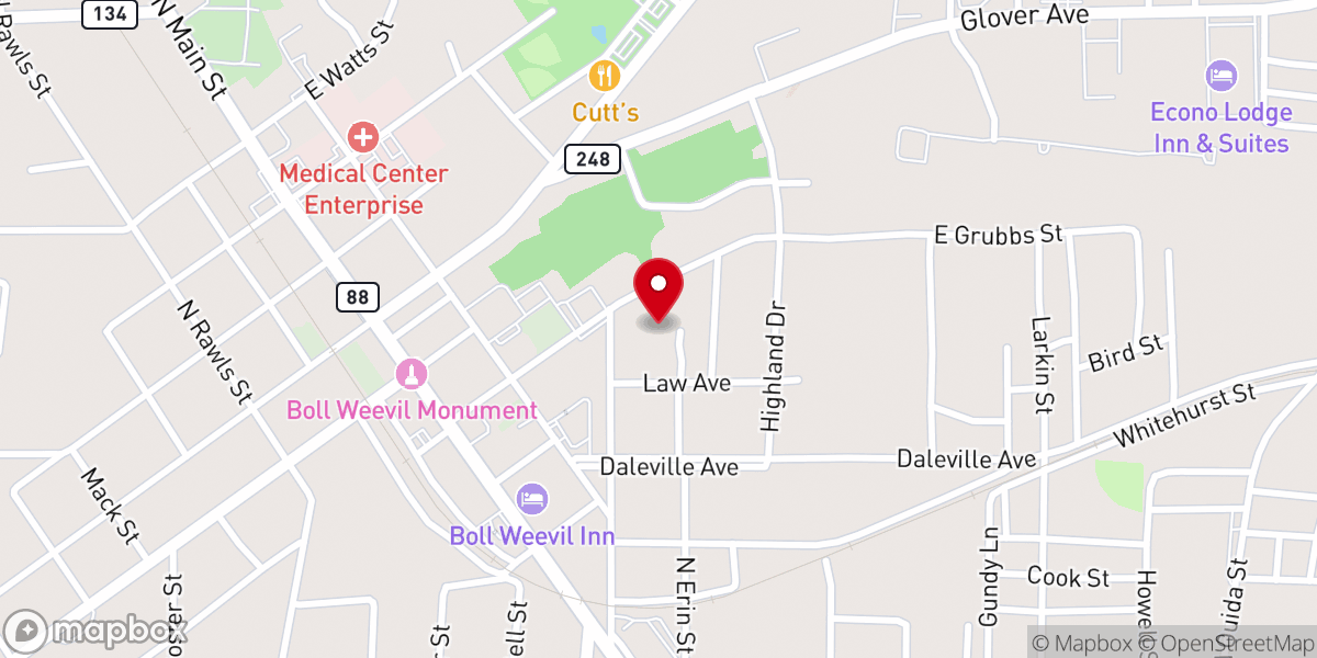 Map showing location of Epiphany Episcopal Church