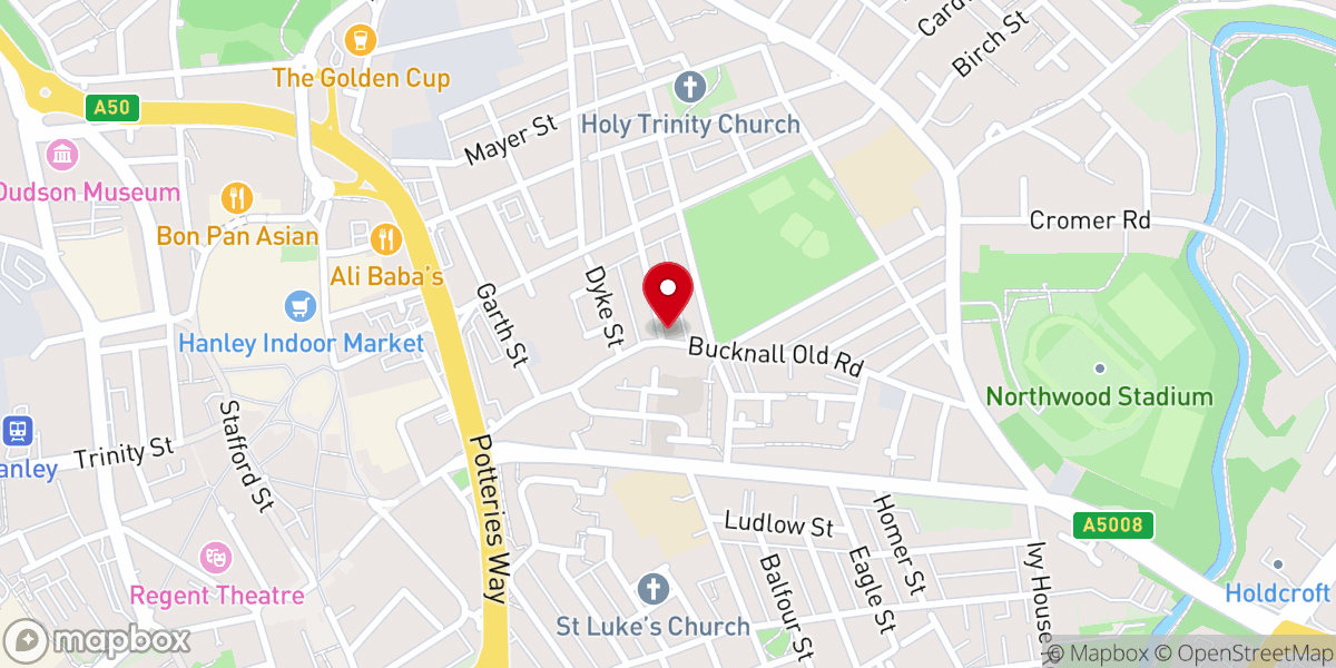 Map showing location of Elim Pentecostal Church