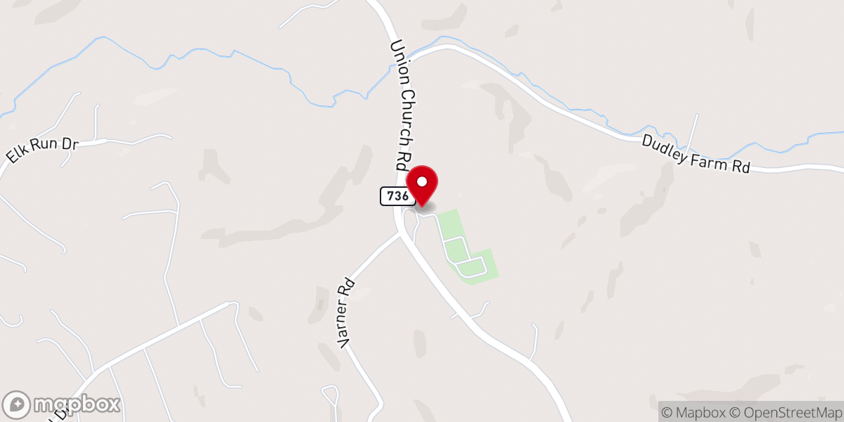 Map showing location of Union Presbyterian Church