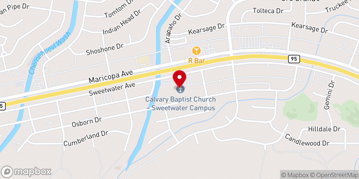 Map showing location of Calvary Baptist Church - Sweetwater Campus