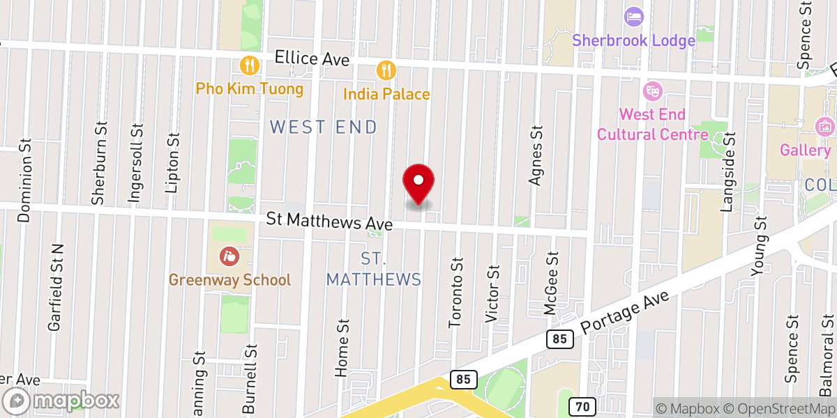 Map showing location of Sommerfeld Mennonite Church